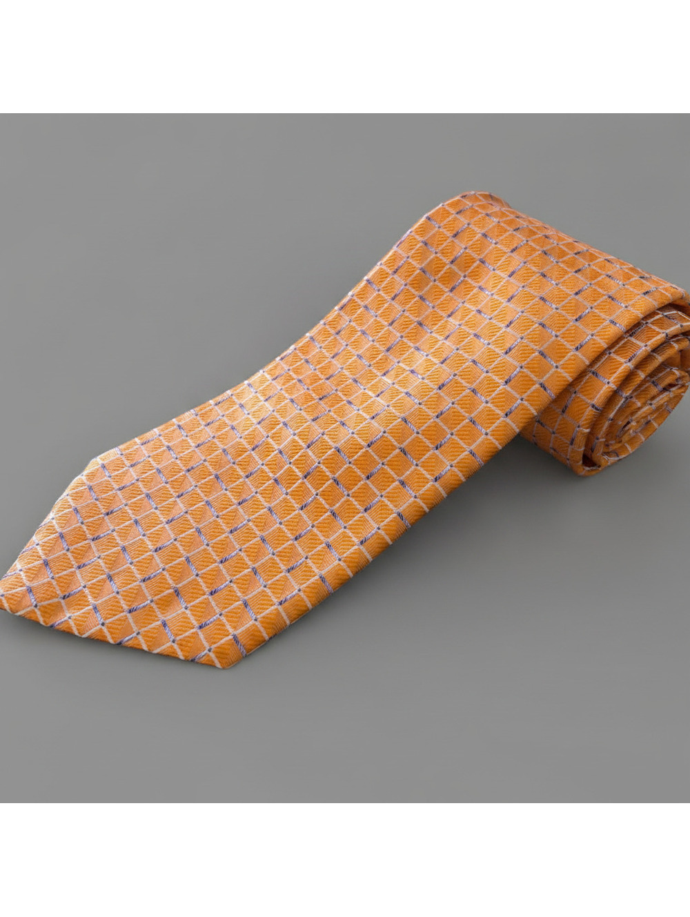 Corporate Image for Tom James Orange Geometric Silk Tie NWOT